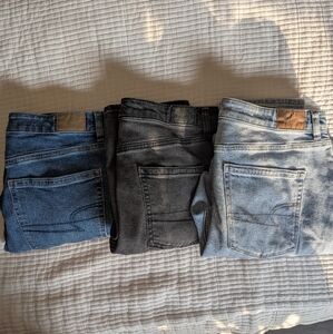 American Eagle Outfitters Men's Jeans - Blue, Black, Light Blue